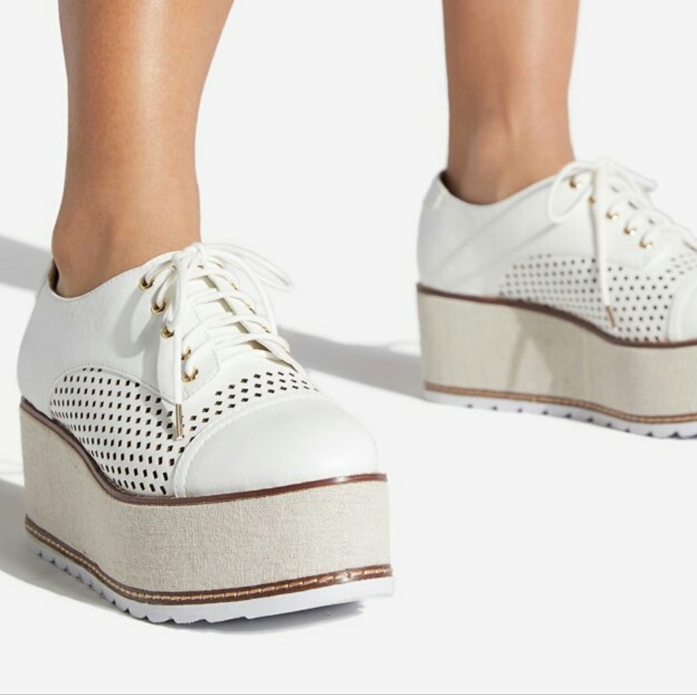 NIB White Platform Oxfords